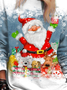 Casual Crew Neck Christmas Loose Sweatshirt