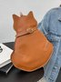 Cat Motif Buckle Zip Messenger Bag