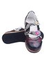 Vintage Contrast Flower Applique Velcro Mary Jane Flat Shoes
