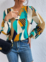 Urban Loose Color Block V Neck Top