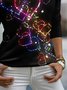 Asymmetrical Polyester Cotton Casual Heart/Cordate T-Shirt