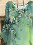 Crew Neck Casual Floral Loose Top