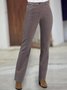 Women Corduroy Pocket Zipper Elastic Brown Bell Pants