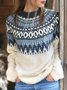 Loose Ethnic Vintage Crew Neck Sweater