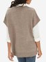 Loose Plain V Neck Casual Sweater