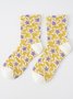 Casual Lace Stitching Cotton Star Pattern High Stretch Socks Daily Commuting Accessories