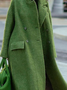 Women Vintage Plain Long Sleeve Lapel Collar Green Coat With Pocket