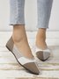 Color Block Breathable Mesh Fabric Pointed Toe Flat Shallow Shoes