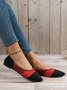 Color Block Breathable Mesh Fabric Pointed Toe Flat Shallow Shoes