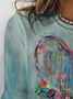 Printing Knitted Casual Heart/Cordate T-Shirt