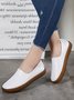 Solid Color Cowhide Zipper Soft Sole Casual Shoes