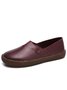 Solid Color Leather Soft Sole Casual Shoes