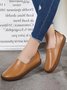 Solid Color Cowhide Zipper Soft Sole Casual Shoes