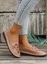 Vintage Color Block Hollow Out Stitch Detail Flat Shoes