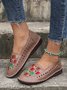 Vintage Color Block Hollow Out Stitch Detail Flat Shoes