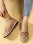 Vintage Color Block Hollow Out Stitch Detail Flat Shoes