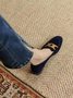 Gold Buckle Suede Loafers