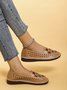 Vintage Color Block Hollow Out Stitch Detail Flat Shoes