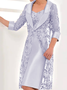 Organza V Neck Embroidery Two-Piece Set Formal Dress with Cardigan
