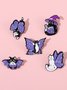 Casual Purple Cat Butterfly Pattern Brooch Silk Scarf Buckle Daily Commuting Jewelry