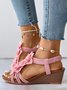 Bohemian Applique Beaded Slip On Wedge Sandals