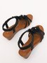 Bohemian Applique Beaded Slip On Wedge Sandals