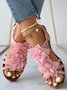 Bohemian Applique Beaded Slip On Wedge Sandals