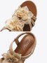 Bohemian Applique Beaded Slip On Wedge Sandals
