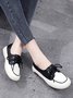 Casual Split Joint Color Block Leather Lace Up Flat Shoes