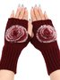 Casual Gradient Pom Wool Knit Long Half Finger Gloves Daily Commuting Home Accessories