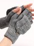 Casual Solid Color Twist Pattern Reversible Five-Finger Gloves Daily Commuting Home Accessories