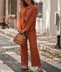 Plain Crew Neck Casual Loose Two-Piece Set