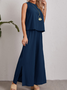 Plain Crew Neck Casual Two-Piece Set