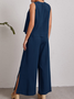 Plain Crew Neck Casual Two-Piece Set