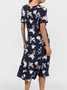 Floral Casual Crew Neck Loose Dress