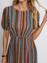 Loose Casual Striped Crew Neck Dress