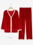 Valentine's Day Lace Gold Velvet Pajamas Homewear Set Plus Size