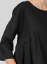 Cotton And Linen Casual Plain Loose Two-Piece Set