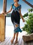 Floral Elegant Square Neck Dress