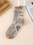 Ethnic Vintage Floral Plant Embroidered Pattern Cotton Socks Daily Accessories