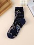 Ethnic Vintage Floral Plant Embroidered Pattern Cotton Socks Daily Accessories