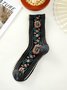 Ethnic Vintage Floral Embroidered Pattern Cotton Socks Everyday Accessories