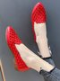 Hollow Out Embroidery Scallop Trim Point Toe Flat Shoes