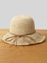 Boho Holiday Plain Leather Cord Trim Straw Hat Spring Summer Beach Accessories