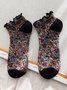 Ethnic Floral Ruffle Cotton Socks Retro Daily Accessories