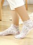 Lace Hollow Feather Pattern Socks Crystal Socks Elegant Party Accessories
