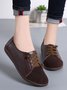 Retro Casual Leather Solid Color Flat Shoes