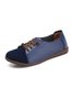 Retro Casual Leather Solid Color Flat Shoes