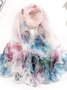 Boho Silk Abstract Botanical Pattern Scarf Neck Beach Vacation Accessories