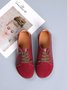 Retro Casual Leather Solid Color Flat Shoes
